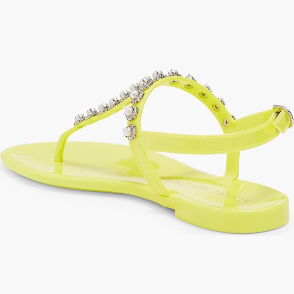 STUART WEITZMAN Neon Yellow Crystal Jelly Sandals - Picture 5 of 10
